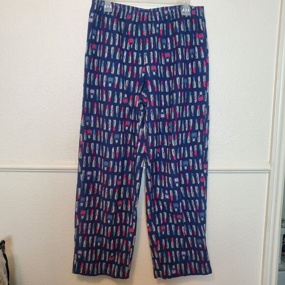 Joe Boxer Pajama Set Flannel Long Sleeves Print Lipstick All Over Womens Sz M - Picture 8 of 13